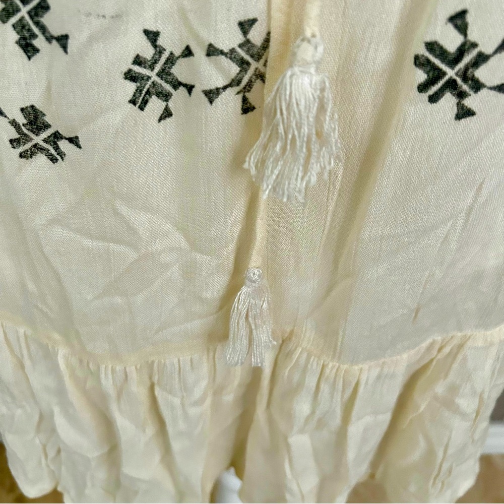 NWT RAGA Antalya Blouse Sugar Cookie Tunic Boho Flowy Tassels Festival Fairy - Picture 7 of 11
